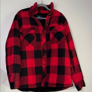 George Red and Black Checkered Shirt Jacket